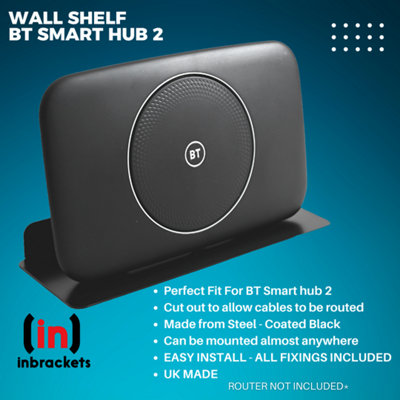 BT Router Wall Mount Shelf for BT Smart Hub 2 wifi Router Black Steel UK Manufactured