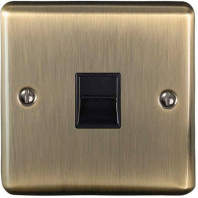 BT Telephone  Extension Socket ANTIQUE BRASS & Black Secondary Wall Plate