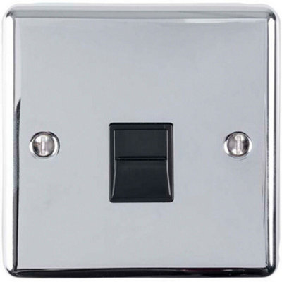 BT Telephone Extension Socket CHROME & Black Secondary Wall Plate