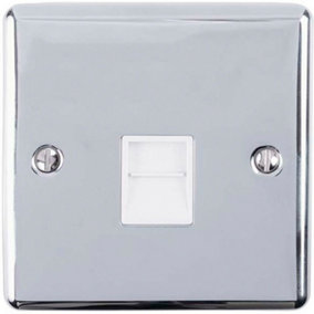 BT Telephone  Extension Socket CHROME & White Secondary Wall Plate