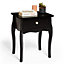 BTFY Black Bedside Table, Baroque Nightstand, 1 Drawer Bedside Cabinet, Vintage Look Bed Side Table & Storage Drawer for Bedroom