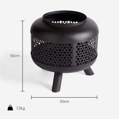 BTFY Fire Pit, Black Star Patterned Classic Firepit w/ Fire Poker for  Outdoor, Garden, Patio, Heater/Burner for Wood u0026 Charcoal | DIY at Bu0026Q