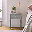 BTFY Grey Bedside Table, Baroque Nightstand, 1 Drawer Bedside Cabinet, Side Table & End Table for Bedroom & Living Room, Grace