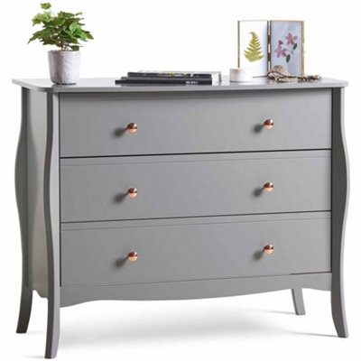 BTFY Grey Chest of Drawers Baroque Design Bedroom Drawers w 3