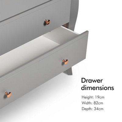 Grey chest of drawers new arrivals with rose gold handles
