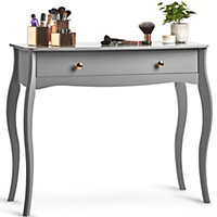 BTFY Grey Dressing Table, 1 Drawer Vanity Table, Baroque Makeup Table, Vintage Style Desk for Bedroom & Dressing Room, Grace