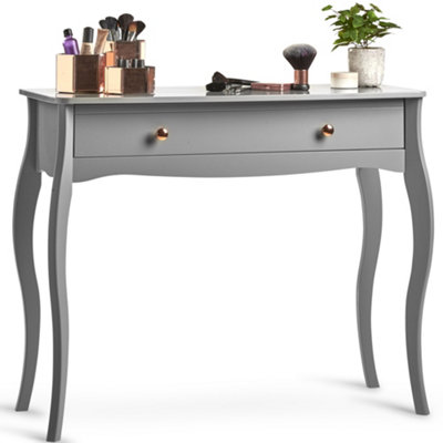 grey vintage dressing table BTFY Grey Dressing Table, 1 Drawer Vanity Table, Baroque Makeup Table,  Vintage Style Desk for Bedroom