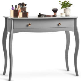 BTFY Grey Dressing Table, 1 Drawer Vanity Table, Baroque Makeup Table, Vintage Style Desk for Bedroom & Dressing Room, Grace