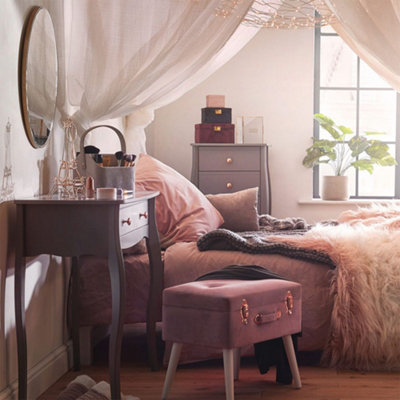 BTFY Grey Dressing Table, 1 Drawer Vanity Table, Baroque Makeup Table,  Vintage Style Desk for Bedroom