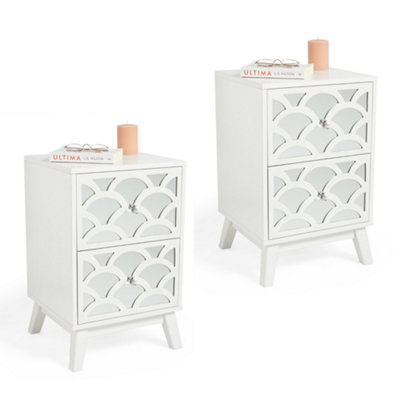 Mirrored bedside table set of deals 2