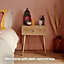 BTFY Rattan Bedside Table & Nightstand, Wicker Bedside Cabinet, Scandi 1 Drawer Bedside Table, Cane End Table for Lounge & Bedroom