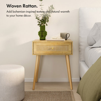 Rattan cane bedside deals table