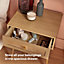 BTFY Rattan Bedside Table & Nightstand, Wicker Bedside Cabinet, Scandi 1 Drawer Bedside Table, Cane End Table for Lounge & Bedroom