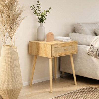 Cane and deals wood nightstand