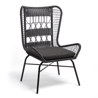 BTFY Rattan Chair, Weather Resistant Hand Woven Wicker, Cane Style Wing