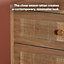 BTFY Rattan Chest of Drawers with Natural Wood Veneer, Wicker Bedroom Drawers, Scandi 3 Drawer Clothes Cabinet for Bedroom