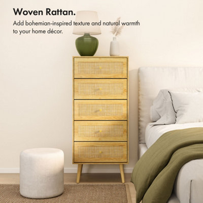 Tall rattan chest on sale of drawers