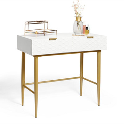 White and gold vanity desk discount