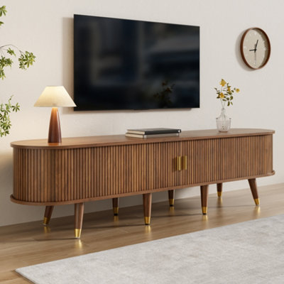 BTM 175 cm TV Cabinet with Sliding Door, Walnut Look, MDF TV Stand