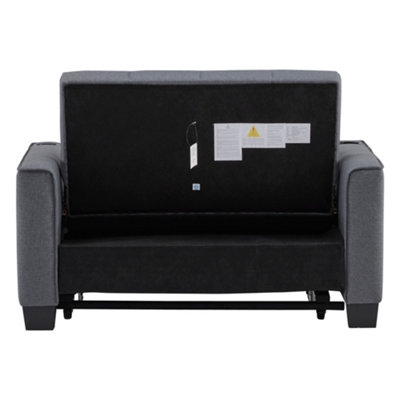 BTM 2 seater sofa bed grey with cup holders pull out sleeper sofa ...