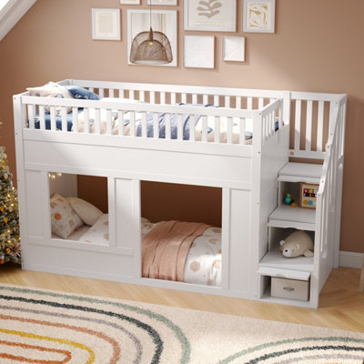 BTM 3ft Kids Loft Bunk Bed, Wooden House Bed with Storage Stairs And ...