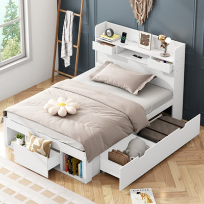 BTM 3ft Single Bed 90X190cm, with USB, Drawers Storage Cabinet ...