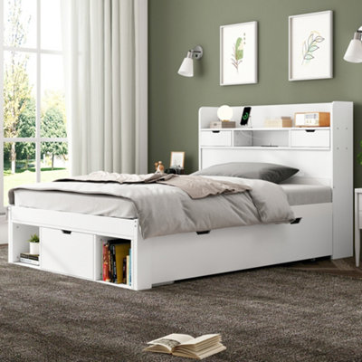 BTM 3ft Single Bed 90X190cm, with USB, Drawers Storage Cabinet ...