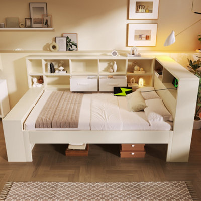 BTM 3ft Single Bed with Storage & USB Type-C, 90x190cm Platform Bed ...