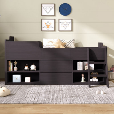 BTM 3ft single cabin bed mid sleeper 90x190cm kids wooden bed frame ...