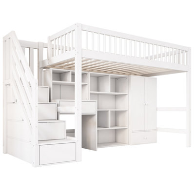 BTM 3ft single kids bed 90x190cm with desk stairs wardrobe lockers ...