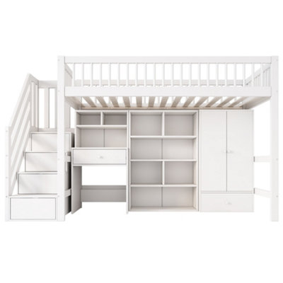 BTM 3ft single kids bed 90x190cm with desk stairs wardrobe lockers ...