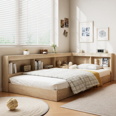 BTM 3ft SingleStorage Bed 90x190cm White Oak Colour MDF and Plywood ...