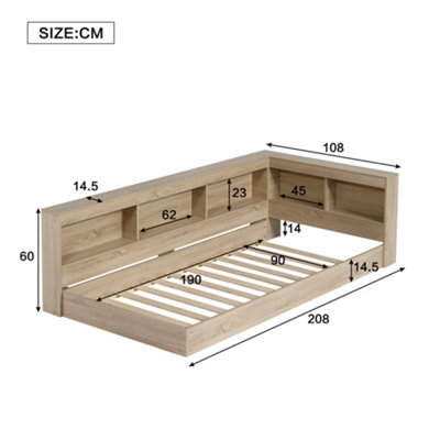BTM 3ft SingleStorage Bed 90x190cm White Oak Colour MDF and Plywood ...