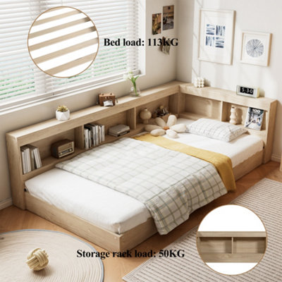 BTM 3ft SingleStorage Bed 90x190cm White Oak Colour MDF and Plywood ...