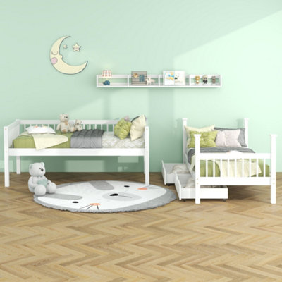 BTM 3ft White Bunk Bed for Children Solid Pine Frame with Slide Out ...
