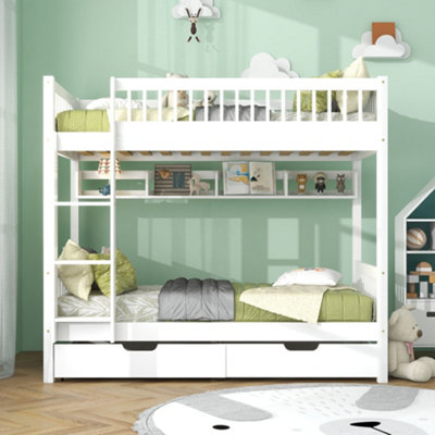 BTM 3ft White Bunk Bed for Children Solid Pine Frame with Slide Out ...