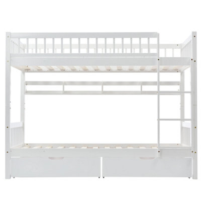BTM 3ft White Single Bunk Bed for Children Solid Pine Frame with Slide ...