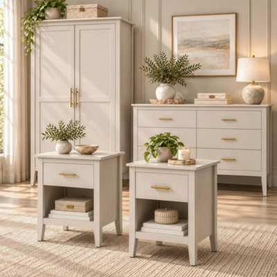 BTM 4-Piece Bedroom Furniture Set, 2 Door Wardrobe, 6 Drawer Chest and ...
