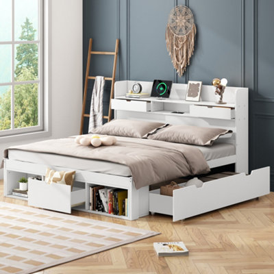 BTM 4ft6 double bed 135x190cm with USB port drawers storage