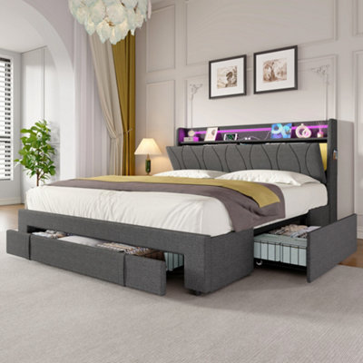 btm-4ft6-double-upholstered-storage-bed-with-3-drawers-led-headboard