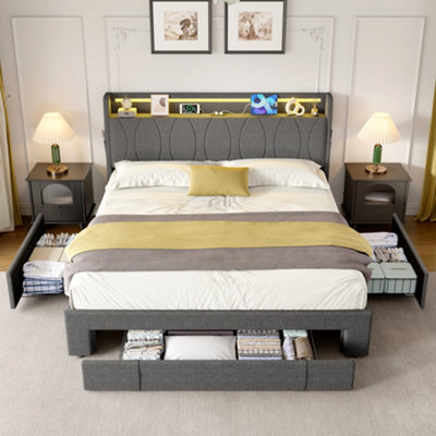 btm-4ft6-double-upholstered-storage-bed-with-3-drawers-led-headboard