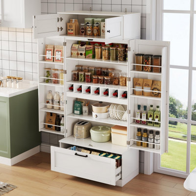 BTM 80x40x180cm Kitchen Storage Cabinet, Adjustable Shelves, Wine