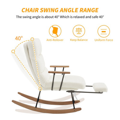 BTM Boucle Rocking Chair, High Back Recliner Armchair with Footrest ...
