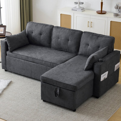 BTM Convertible Sofa Bed Storage Chaise L Shaped Sleeper Sofa Cup ...