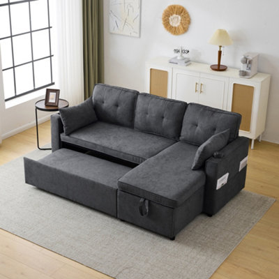 BTM Convertible Sofa Bed Storage Chaise L Shaped Sleeper Sofa Cup ...