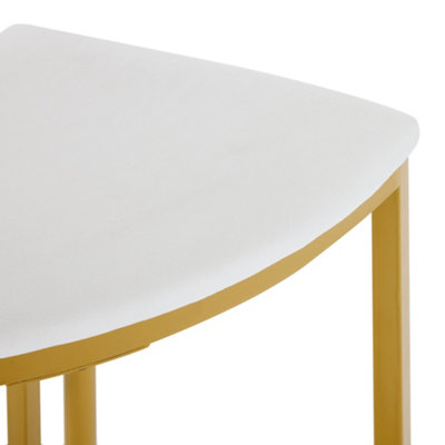 BTM Dining Table Set with Four Velvet Chairs White MDF Top and Gold ...