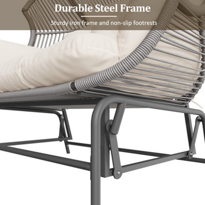 BTM Double Garden Rocking Chair, Outdoor Egg Swing Chair, Gray