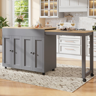 BTM EXtendable Bar Table 118 To 180cm with 6 Shelves, Storage Dining ...