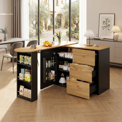 BTM Extendable Bar Table 138To204X39X104cm, 360 Rotating Counter with ...