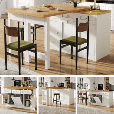 BTM Extendable Bar Table, Storage, Fold-Out Dining Table with Drawer ...